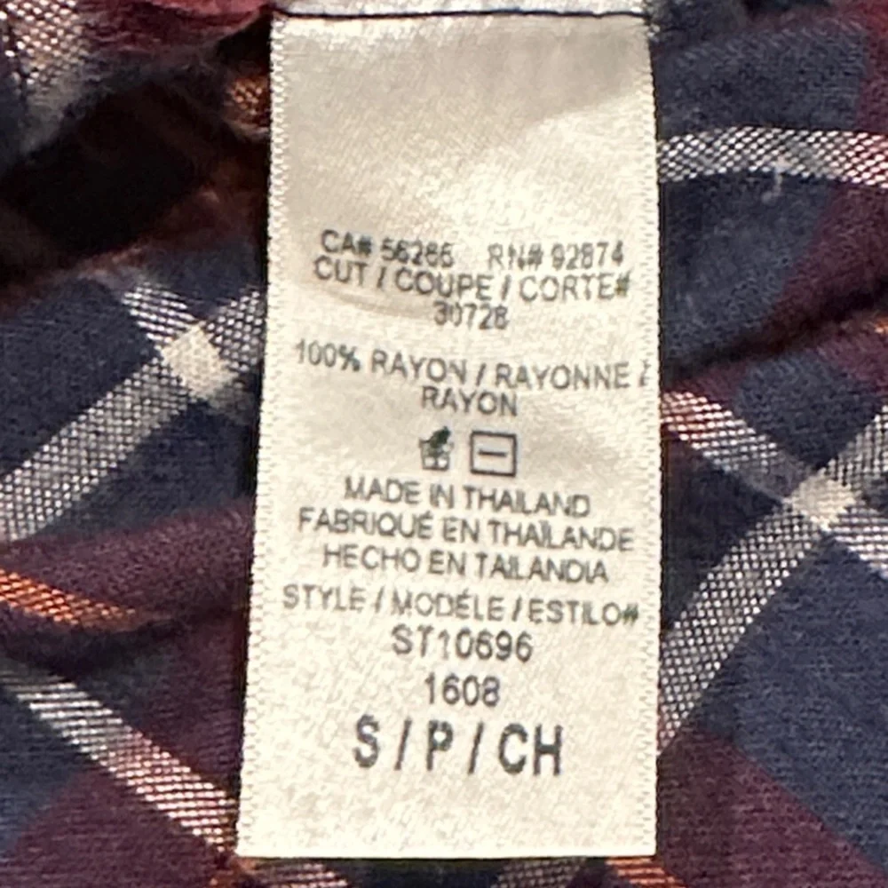 Splendid Navy and Red Plaid Button Down Shirt​ - Picture 7 of 7